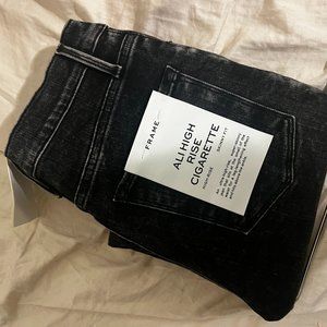 Frame Black Acid Wash Cigarette Jeans